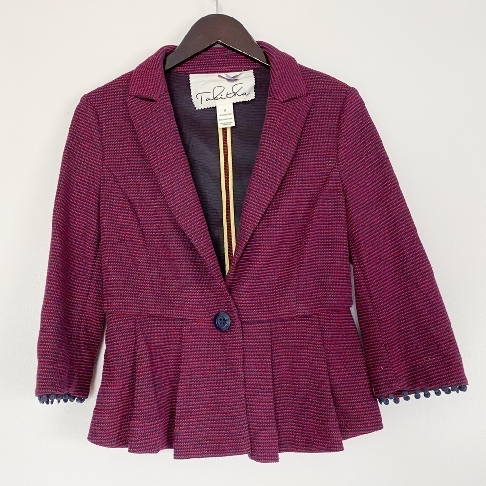 TABITHA Anthropologie Striped Peplum Blazer Jacket